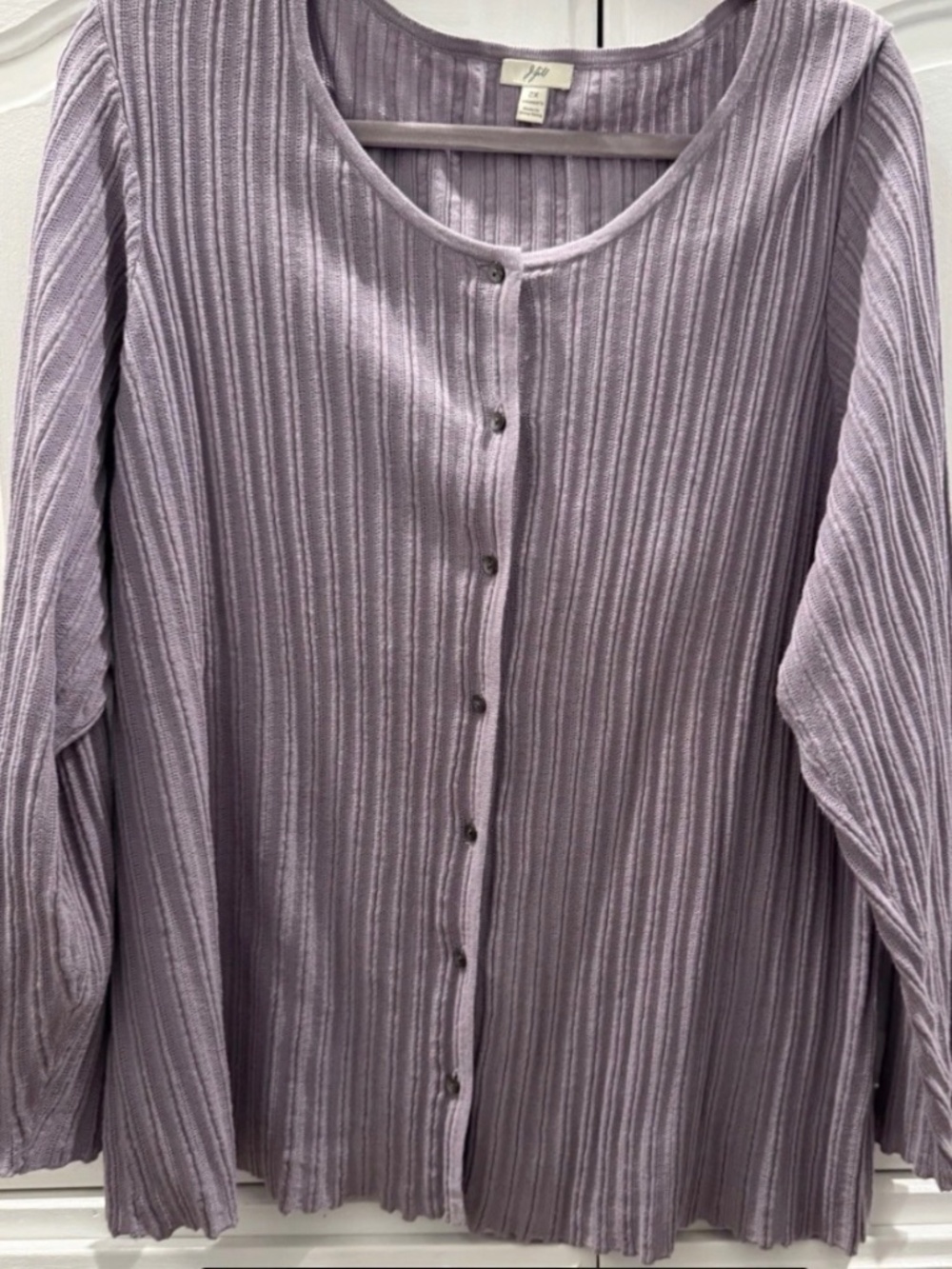 J Jill Sweater 2X Lavender 100% Cotton Lightweight Button Cardigan